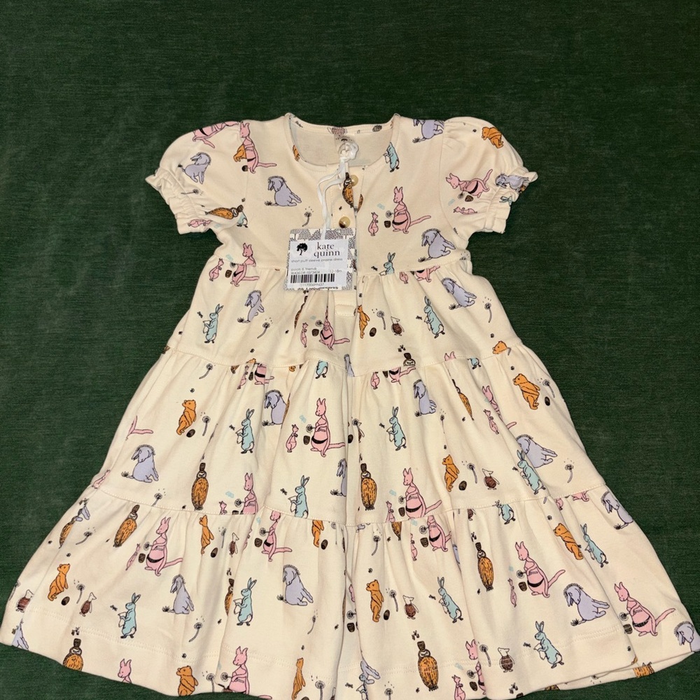 Kate Quinn Cream Prairie Dress with Colorful Pooh and Friends Print